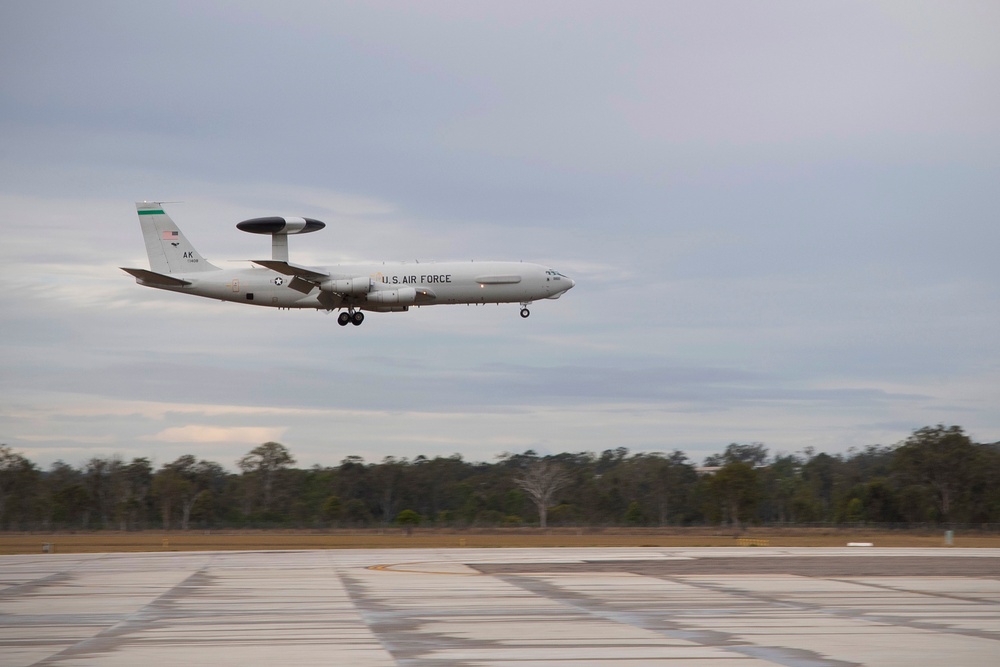 USAF AWACS arrives to RAAF Amberley for Talisman Sabre 19