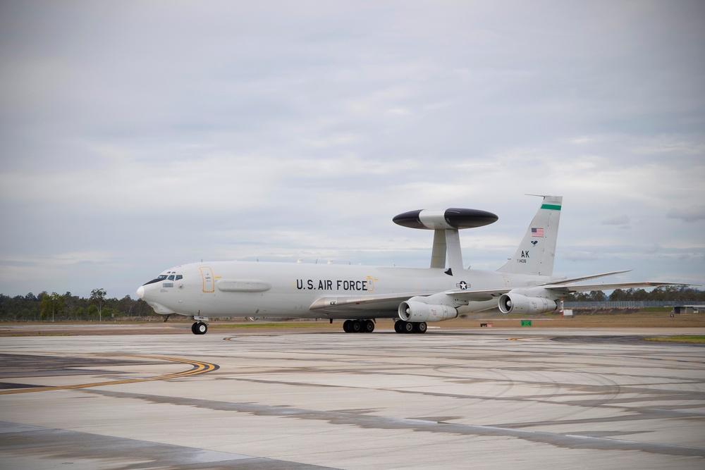 USAF AWACS arrives to RAAF Amberley for Talisman Sabre 19