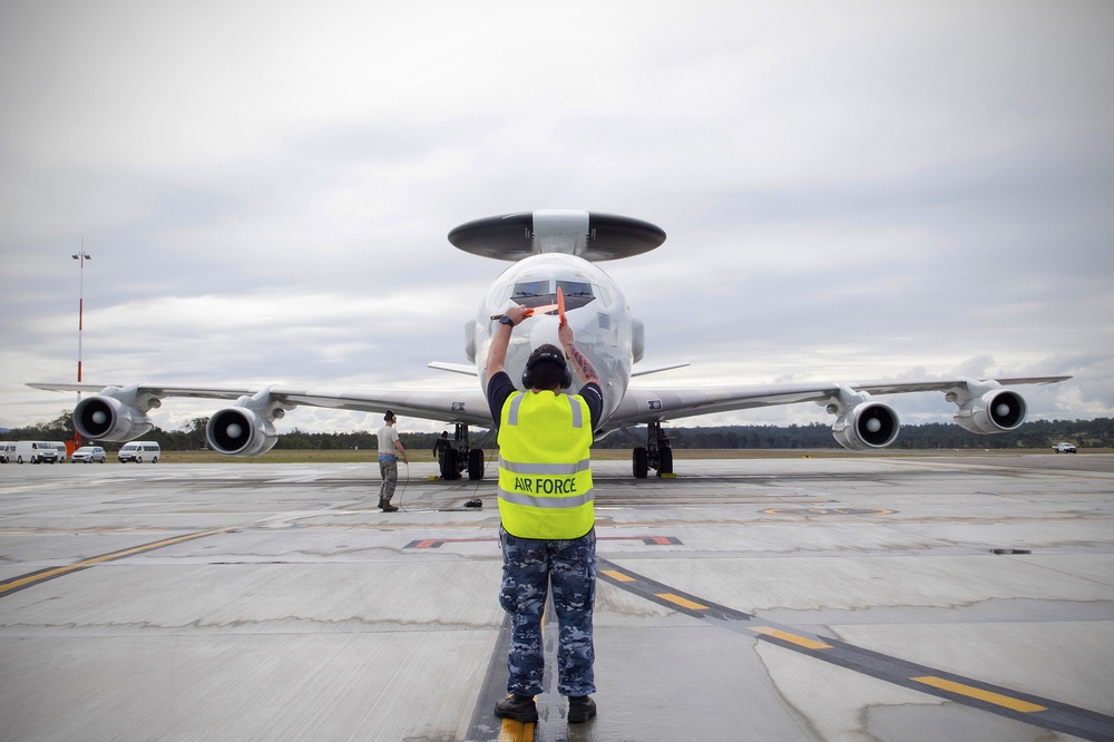 USAF AWACS arrives to RAAF Amberley for Talisman Sabre 19