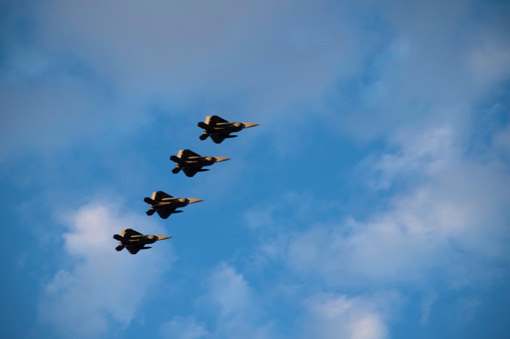 USAF F-22 Raptors arrive to RAAF Amberley in support of Talisman Sabre 19