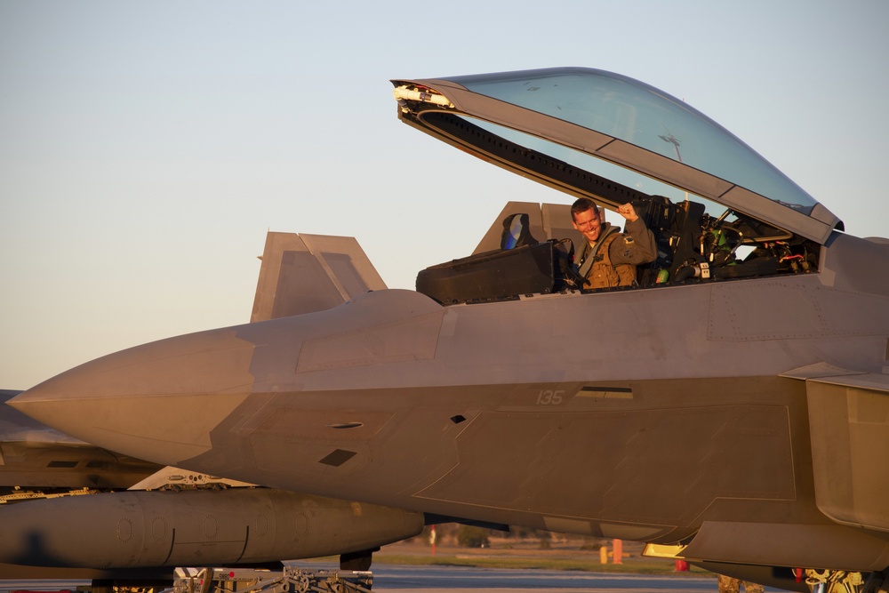 USAF F-22 Raptors arrive to RAAF Amberley in support of Talisman Sabre 19