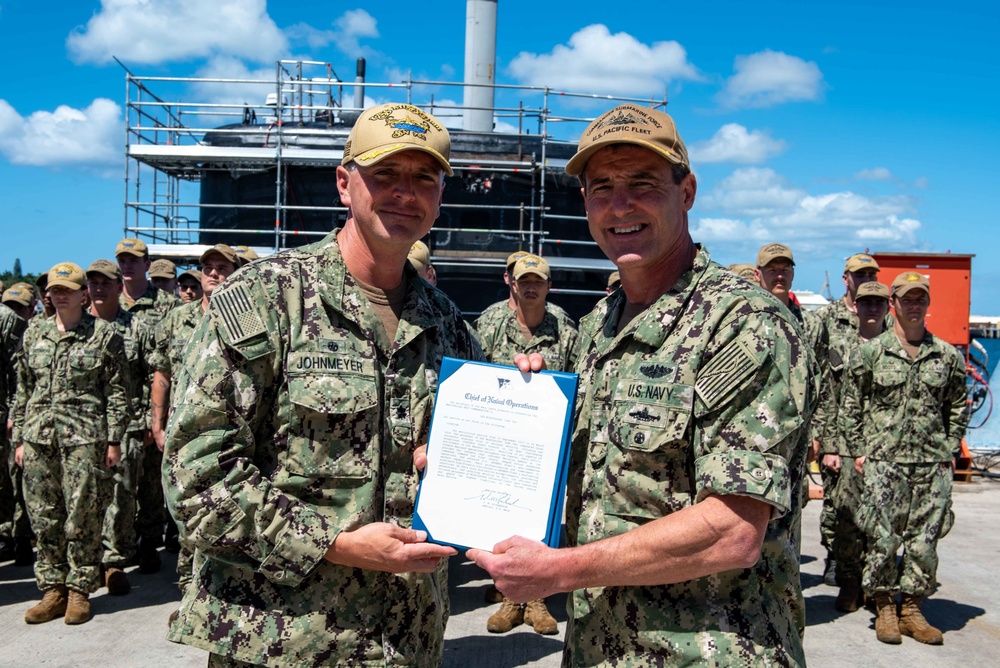 USS Mississippi (SSN 782) receives a Meritorious Unit Commendation.