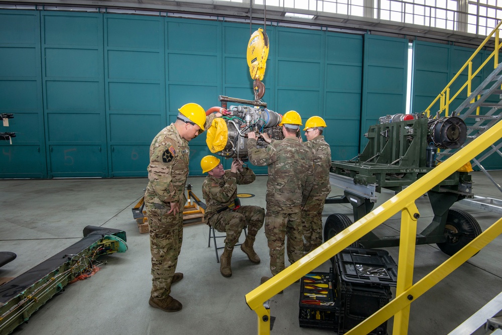 Engine maintenance on the AH-64