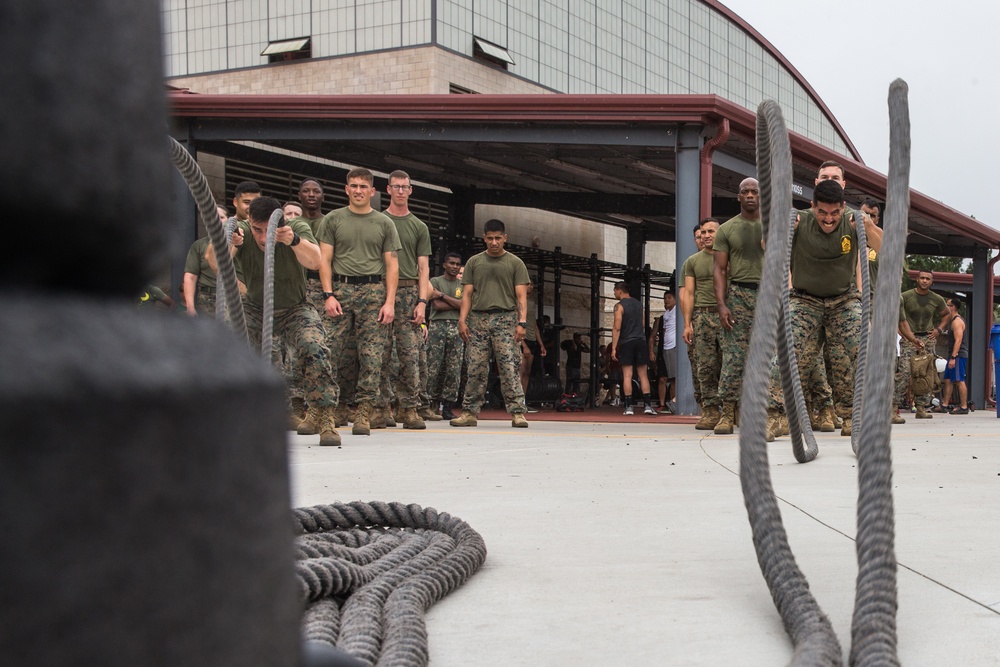 U.S. Marines compete in the Staff Noncommissioned Officer Academy Director's Cup Challenge