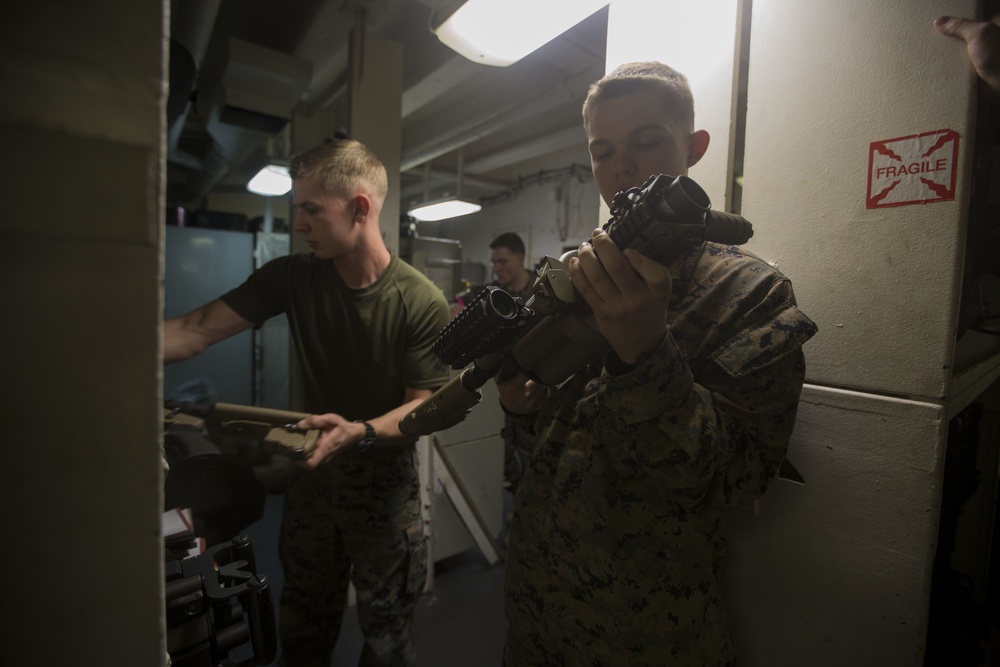 31st MEU Marines conduct armory serialized inventory