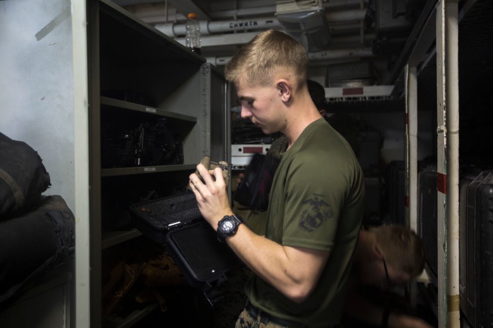 31st MEU Marines conduct armory serialized inventory