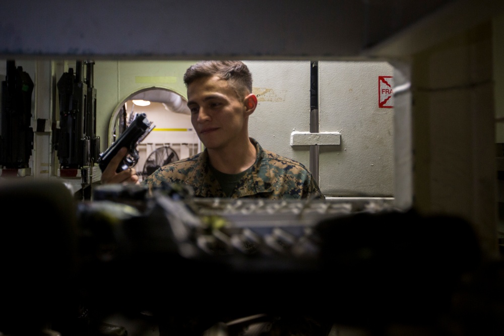 31st MEU Marines conduct armory serialized inventory