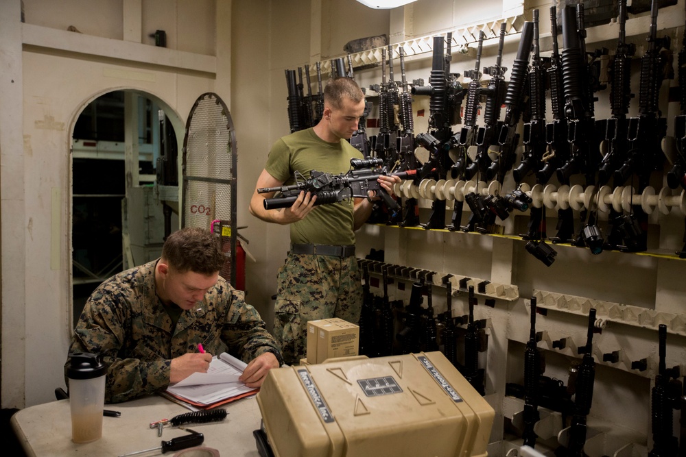 31st MEU Marines conduct armory serialized inventory