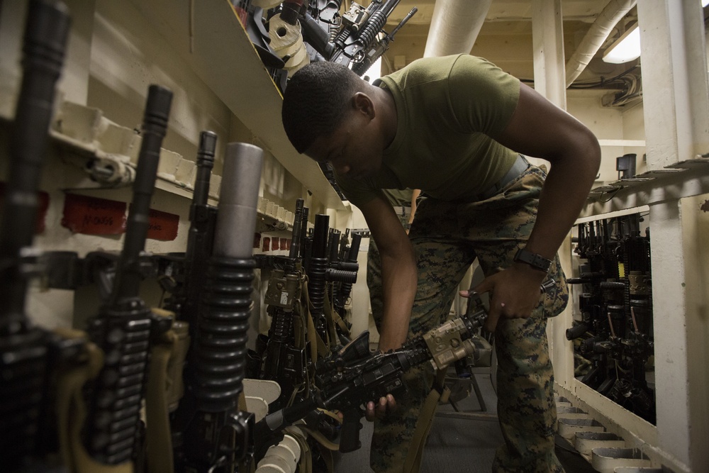 31st MEU Marines conduct armory serialized inventory