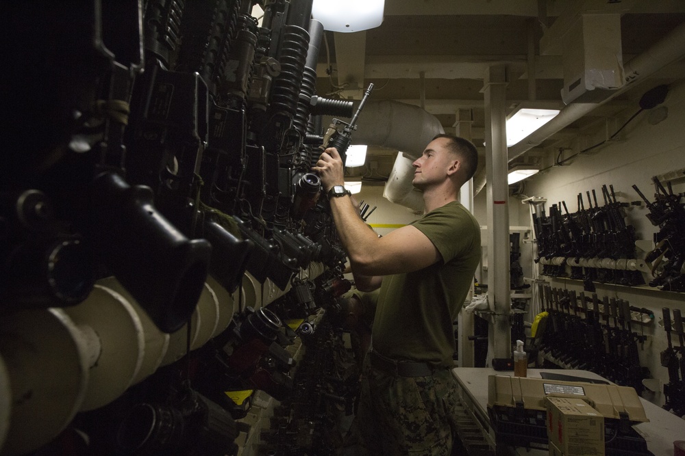 31st MEU Marines conduct armory serialized inventory