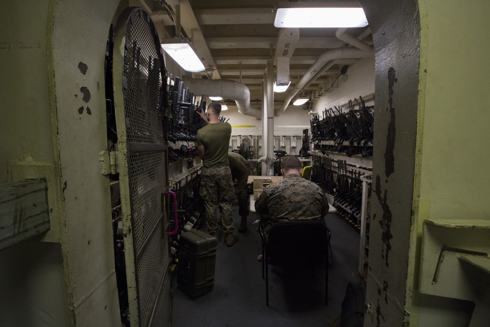 31st MEU Marines conduct armory serialized inventory