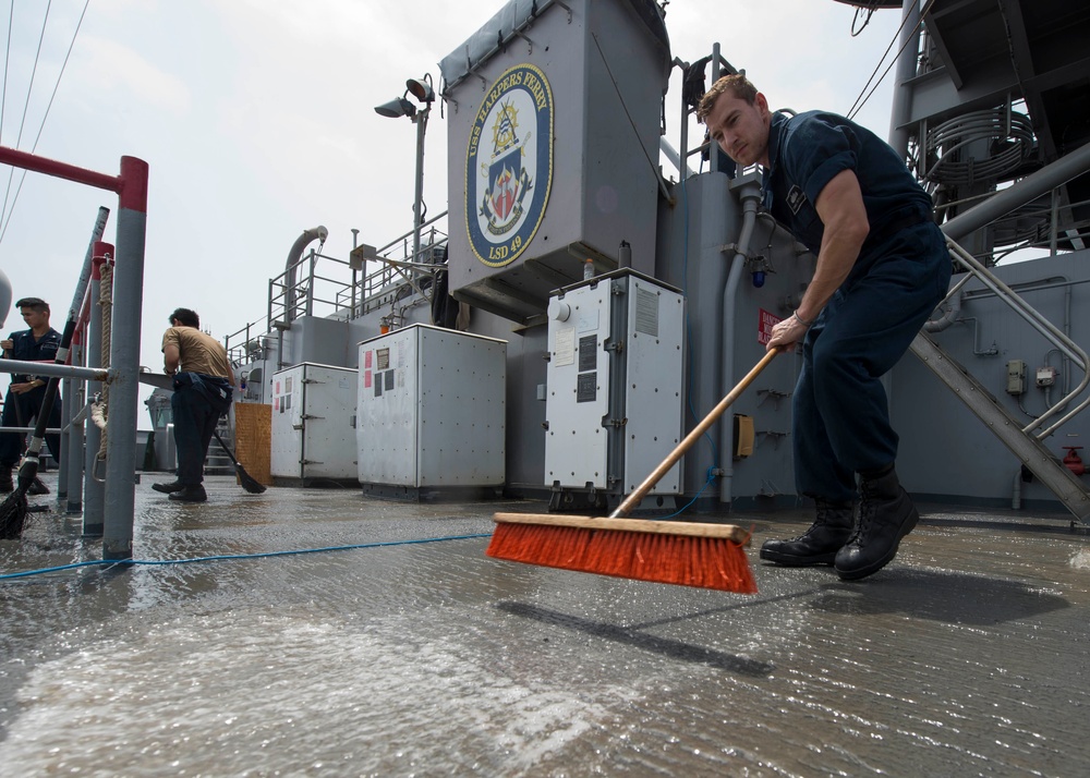 Ship Wash Down Aboard USS Harpers Ferry