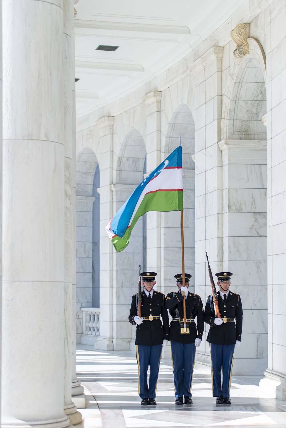 Uzbekistan Minister of Defense Maj. Gen. Bakhodir Kurbanov Participates in an Armed Forces Full Honors Wreath-Laying Ceremony at the Tomb of the Unknown Soldier