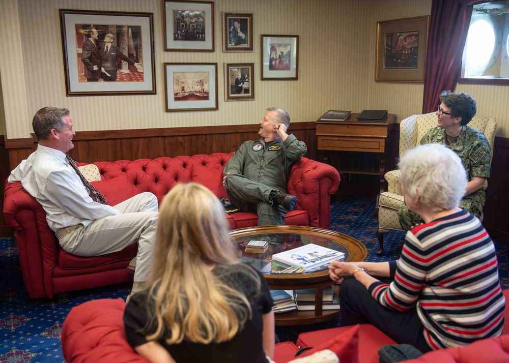 Margaret Womble, the ship's sponsor, visits the aircraft carrier USS John C. Stennis (CVN 74)