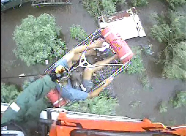 Coast Guard helicopter crews rescue people near Terrebonne Parish, Louisiana