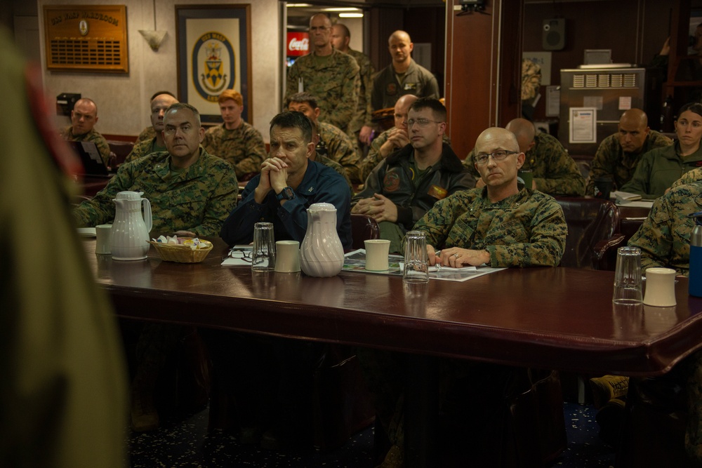 31st MEU, PHIBRON 11 Exercise Talisman Sabre mission brief aboard USS Wasp