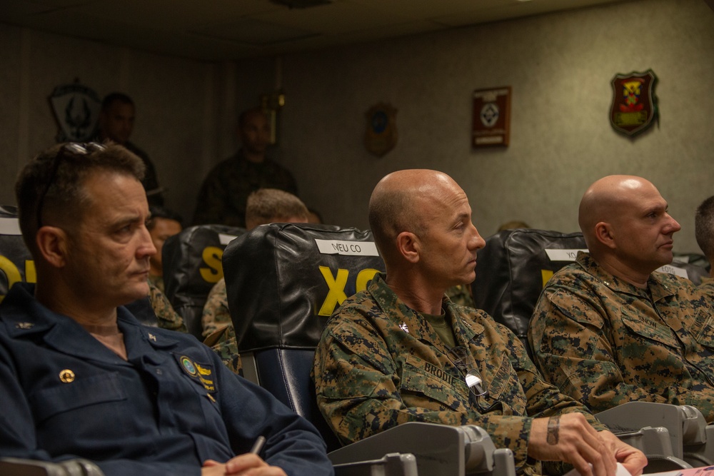 31st MEU, PHIBRON 11 Exercise Talisman Sabre mission brief aboard USS Wasp