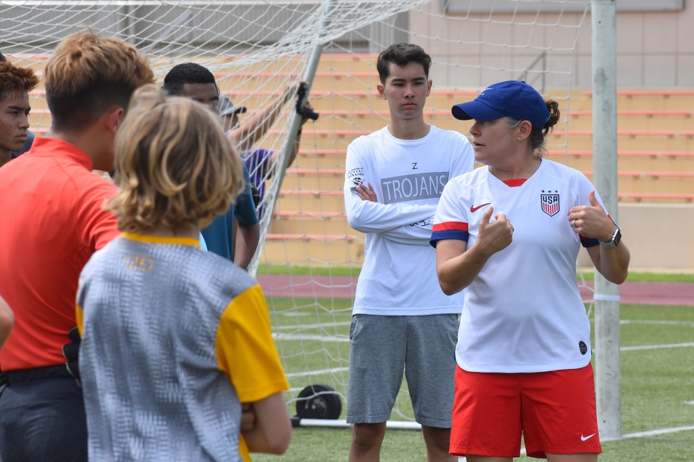 Soccer champs hold clinic with Camp Zama players