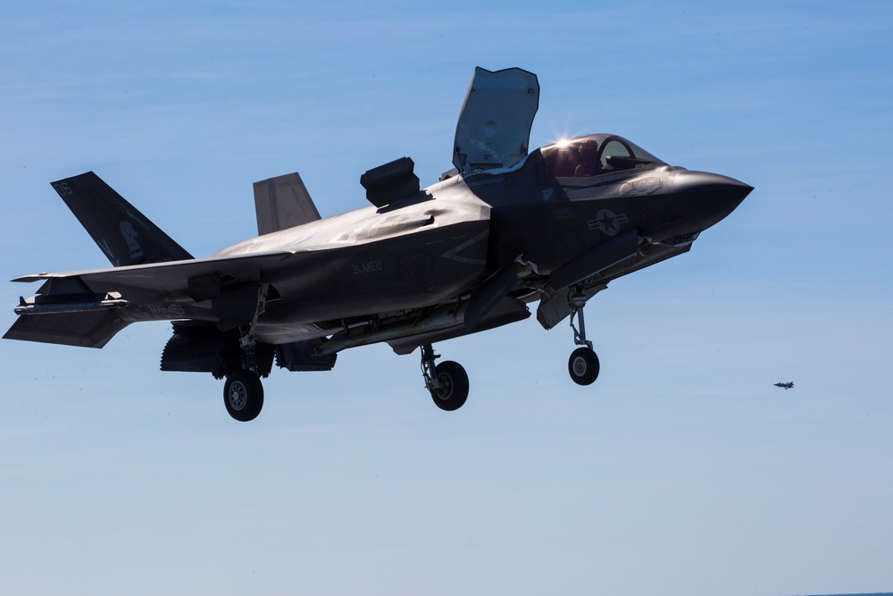 31st MEU conducts F-35B flight operations aboard USS Wasp during Talisman Sabre 2019