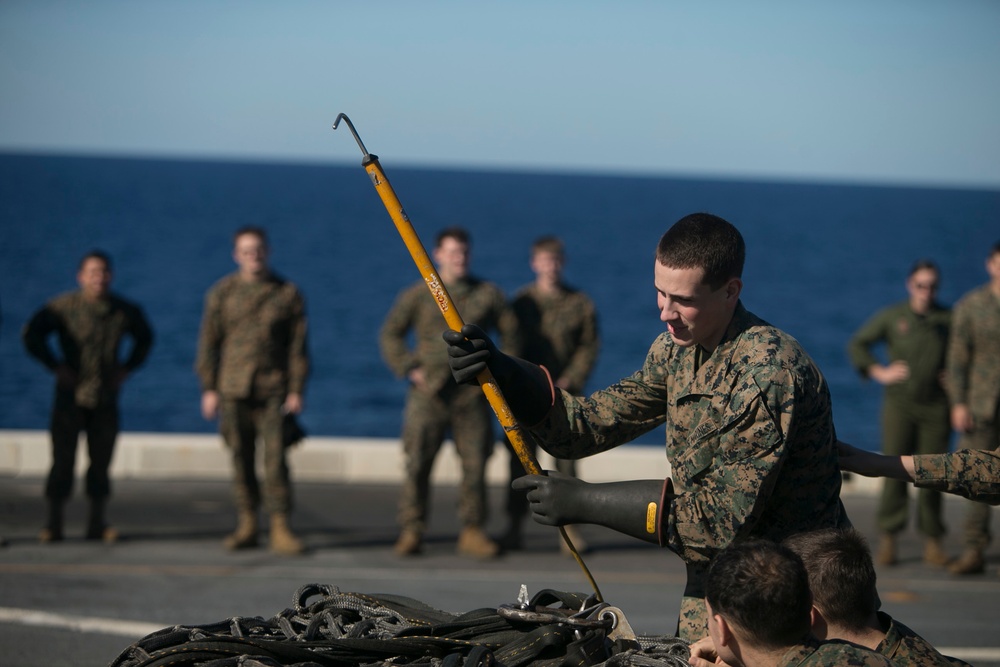 31st MEU conducts aerial landing support training aboard USS Wasp during Talisman Sabre 2019