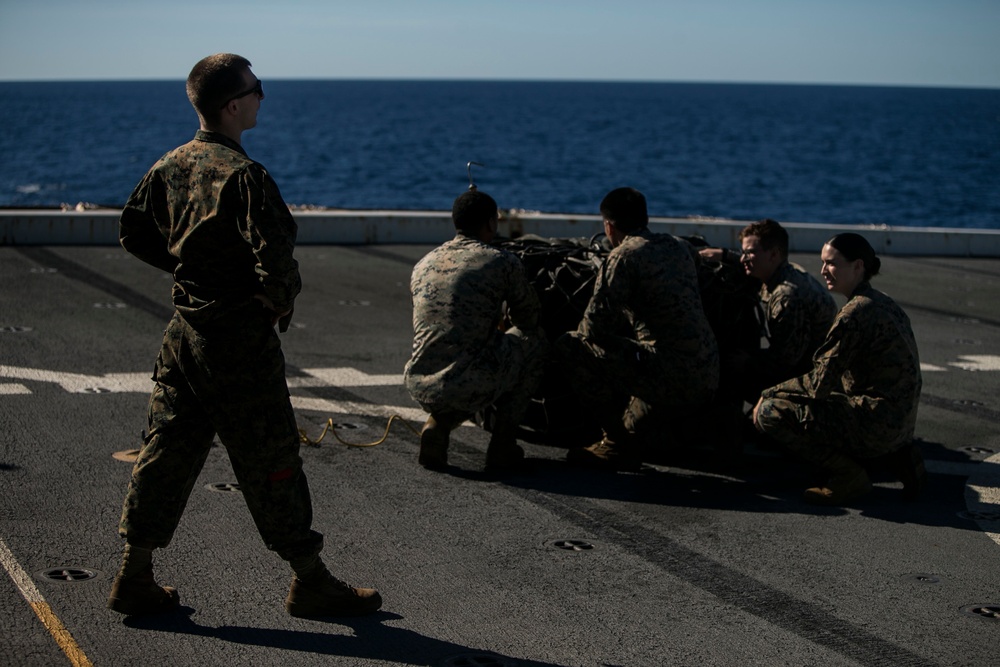 31st MEU conducts aerial landing support training aboard USS Wasp during Talisman Sabre 2019
