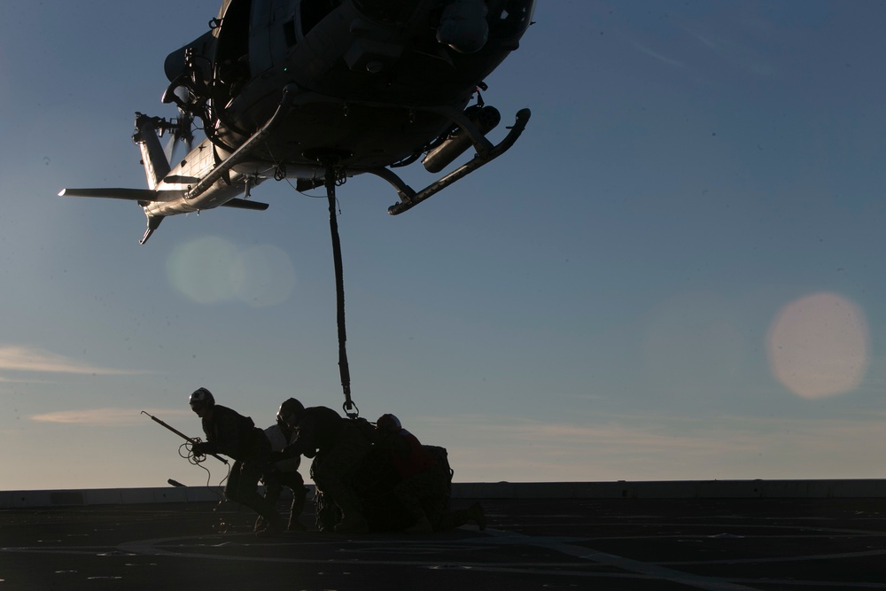 31st MEU conducts aerial landing support training aboard USS Wasp during Talisman Sabre 2019