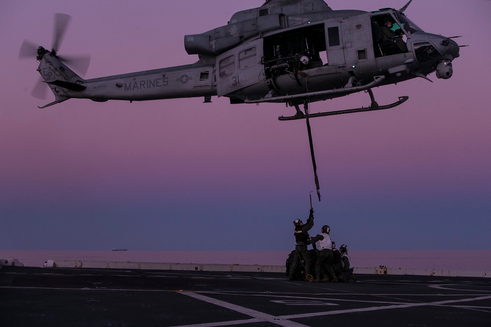 31st MEU conducts aerial landing support training aboard USS Wasp during Talisman Sabre 2019