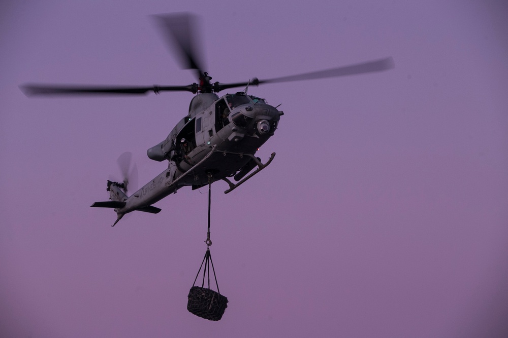 31st MEU conducts aerial landing support training aboard USS Wasp during Talisman Sabre 2019