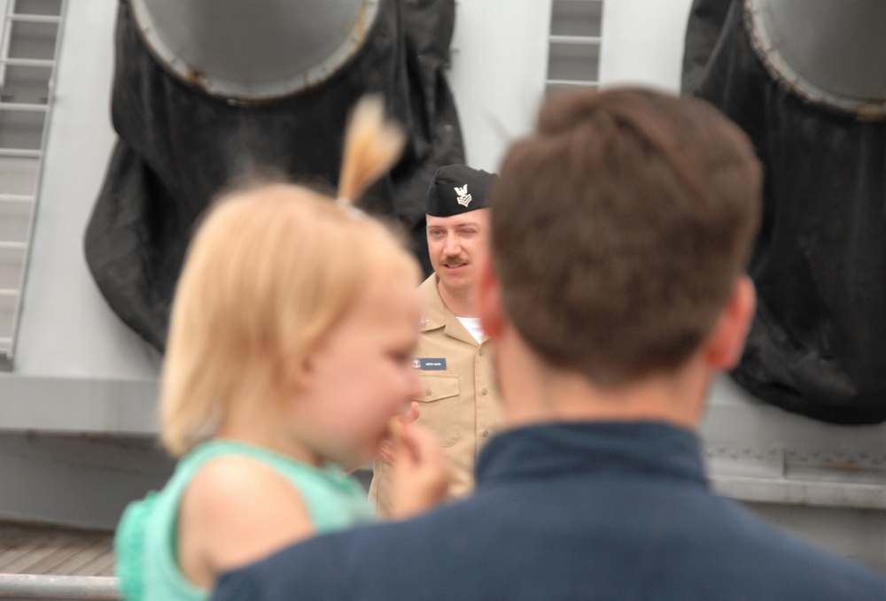 Re-enlistment ceremony aboard a Battleship