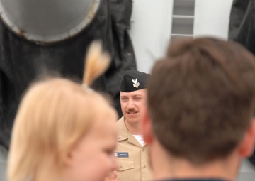 Re-enlistment ceremony aboard a Battleship