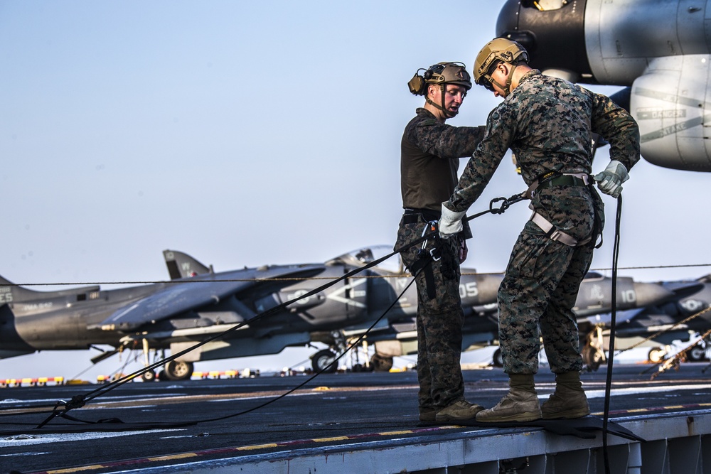 26th Marine Expeditionary Unit Rappels Aboard USS Bataan