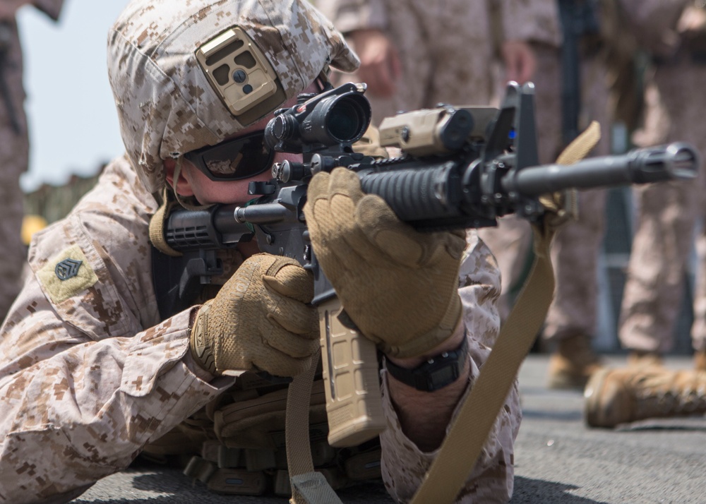 Dry-fire exercise aboard the USS Harpers Ferry
