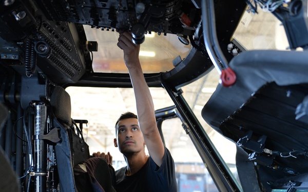 Inspecting Stabilitator System on MH-60S Sea Hawk
