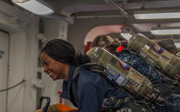 GHWB Sailor Participates in Firefighting Drill