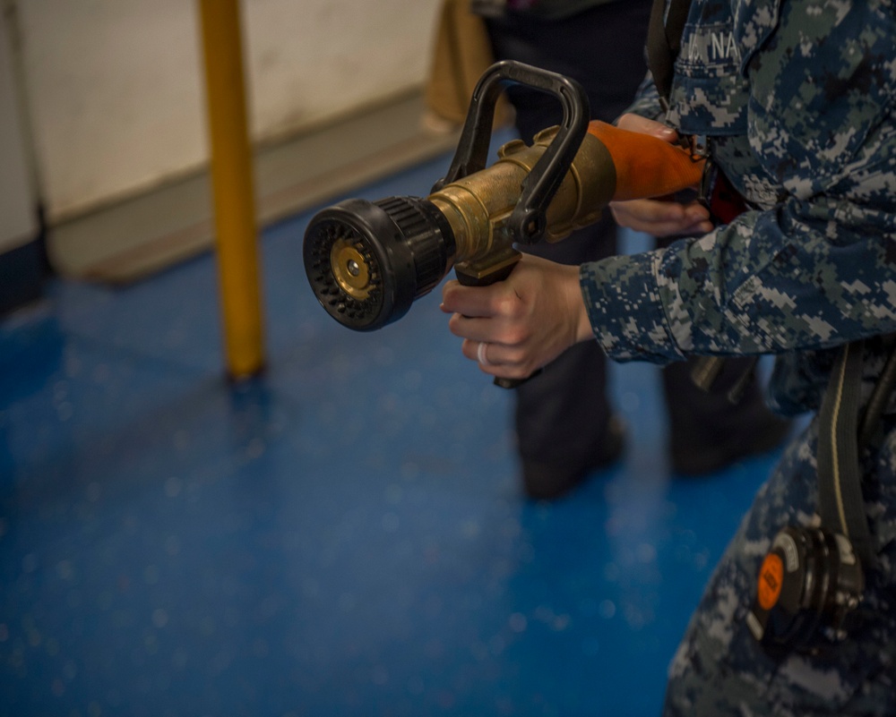 GHWB Sailor Participates in Firefighting Drill