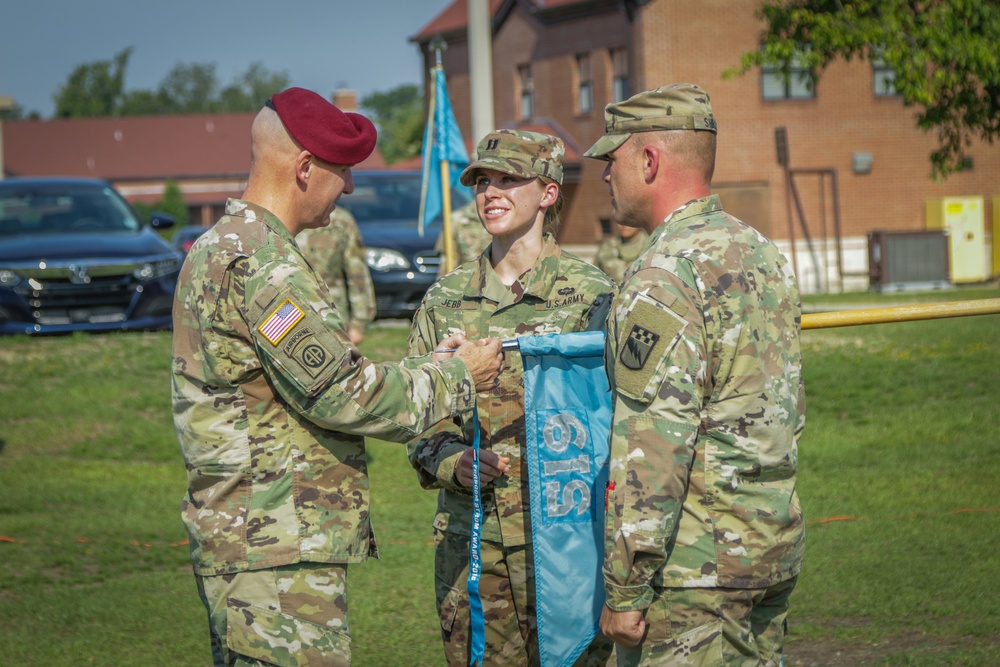 Maj. Gen. Brian J. McKiernan awards a guidon streamer