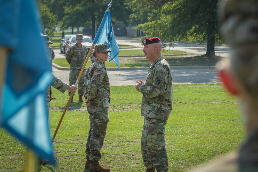 Maj. Gen. Brian J. McKiernan congratulates Bravo Company, 519th Military Intelligence Battalion