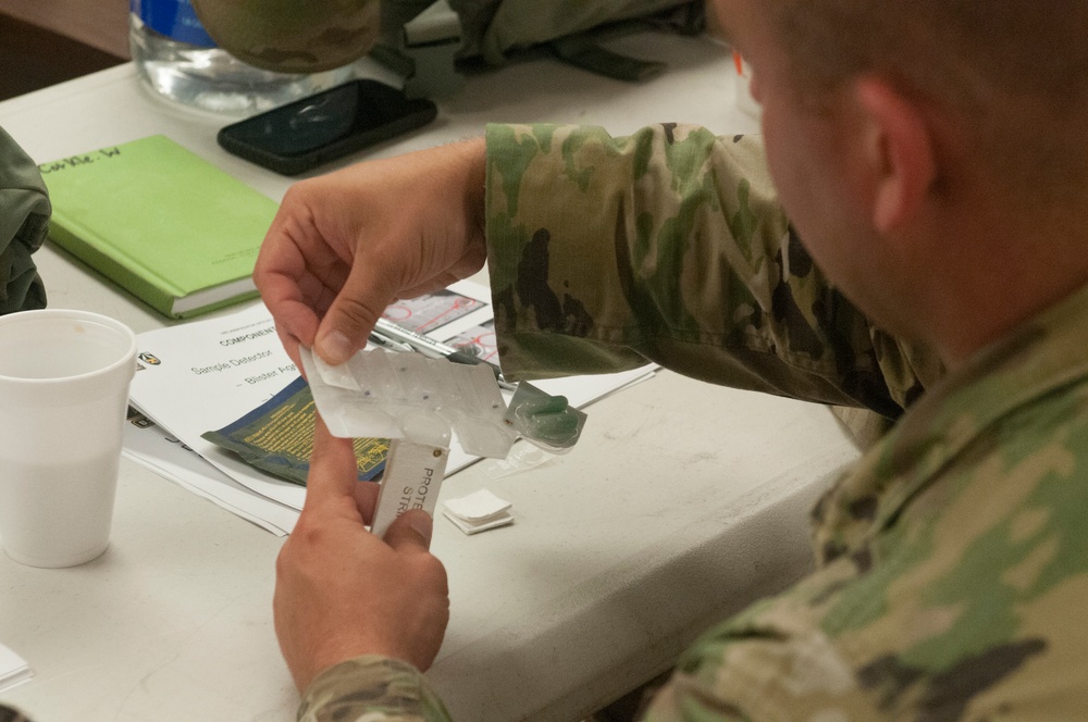 2-263rd Air Defense Artillery Battalion conducts Chemical Agent Detector Colorimetric Reader (CADCoR) assessment