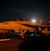 EA-18G Growler Aircraft Sits on Flight Deck at Night