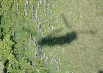 CH-47 Chinook helicopter practices water bucket drops