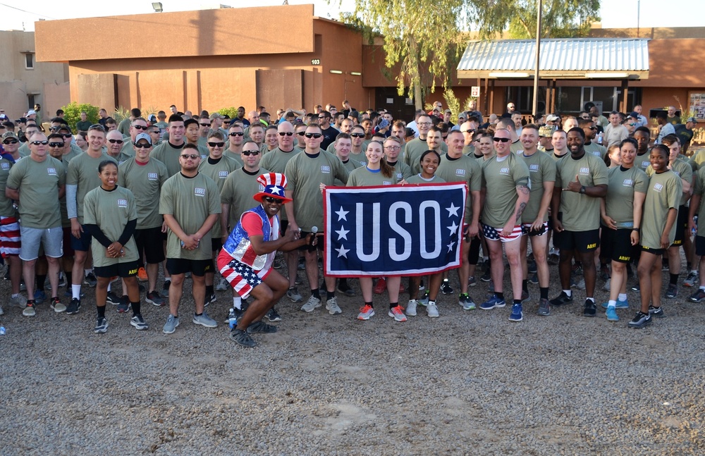 The 244th CAB runs in USO 5K run on the Fourth of July