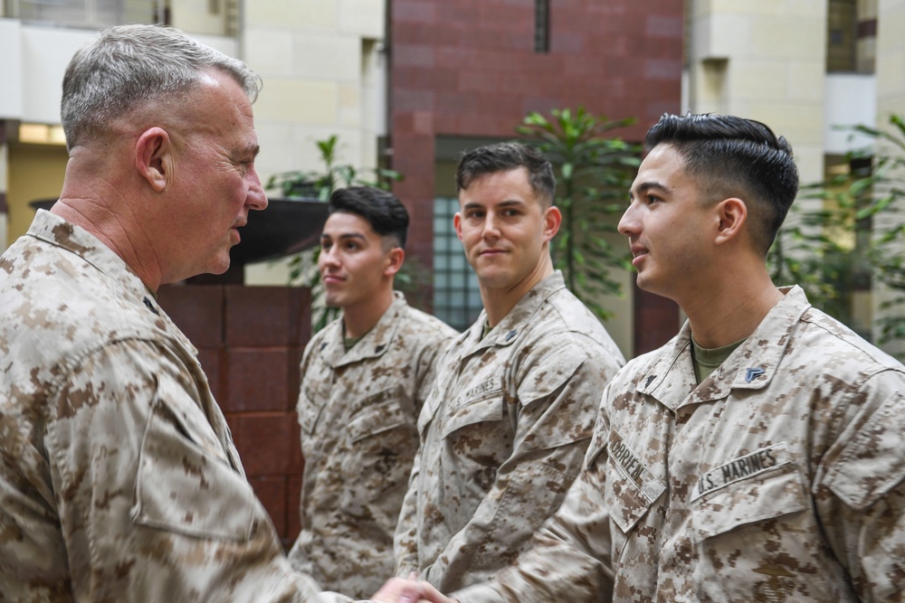 USCENTCOM commander visits Marine Security Guard Detachment