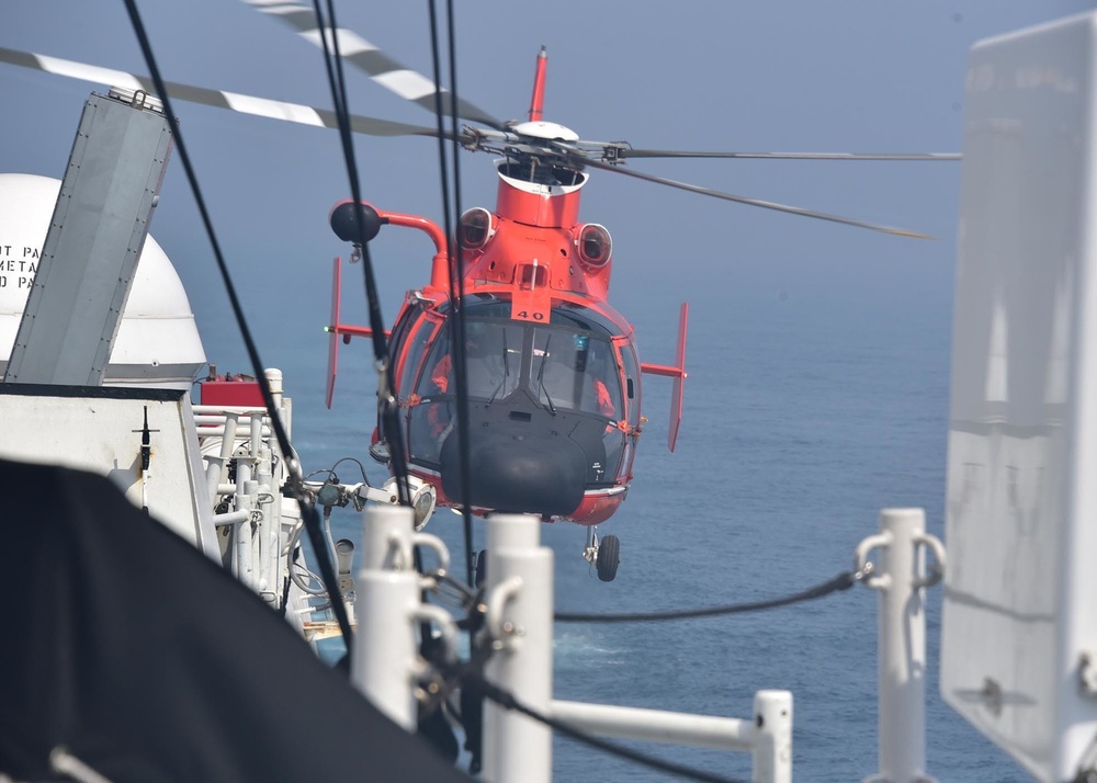 CGC Bertholf conducts flight operations in the Yellow Sea