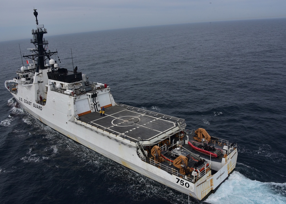 CGC Bertholf plies the Yellow Sea during Western Pacific patrol