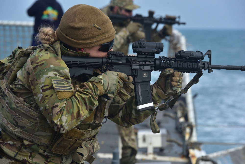 Maritime Safety and Response Team West conducts weapons training aboard CGC Bertholf