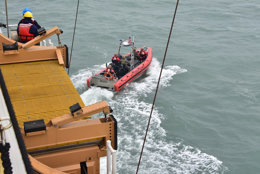 CGC Bertholf's small boat gets underway