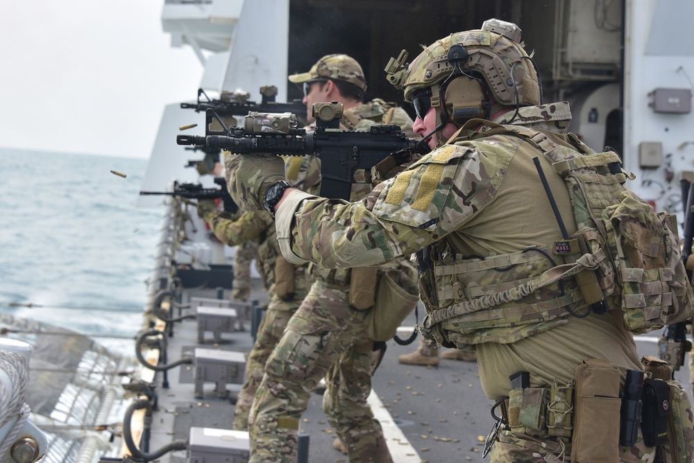 Maritime Security and Response Team West conducts firearms training aboard CGC Bertholf