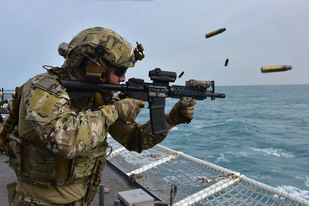 Maritime Security and Response Team West conducts firearms training aboard CGC Bertholf