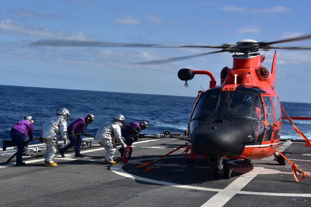 CGC Bertholf crew conducts &quot;hot fueling&quot; during Western Pacific patrol