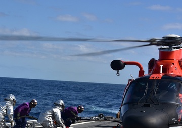 CGC Bertholf crew conducts "hot fueling" during Western Pacific patrol